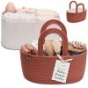 image2in1 Baby Diaper Caddy Organizer  Cotton Rope Nursery Storage for Boy Girl  Changing Table Car Basket  Portable Diaper Wipes Holder  Versatile Nursery ampamp Travel Organizer