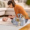 imagePeraBella XL Diaper Caddy Organizer With Handle Baby Shower Gifts Basket Bag Registry Search Must Haves Items Newborn Girl Boy Nursery Storage Organizer Baby Bag Essentials Car Diaper Caddy CartGray