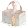 imagePeraBella XL Diaper Caddy Organizer With Handle Baby Shower Gifts Basket Bag Registry Search Must Haves Items Newborn Girl Boy Nursery Storage Organizer Baby Bag Essentials Car Diaper Caddy CartIvory Pink