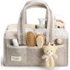 imagePeraBella XL Diaper Caddy Organizer With Handle Baby Shower Gifts Basket Bag Registry Search Must Haves Items Newborn Girl Boy Nursery Storage Organizer Baby Bag Essentials Car Diaper Caddy CartOatmeal