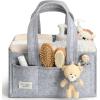 imagePeraBella XL Diaper Caddy Organizer With Handle Baby Shower Gifts Basket Bag Registry Search Must Haves Items Newborn Girl Boy Nursery Storage Organizer Baby Bag Essentials Car Diaper Caddy CartGray