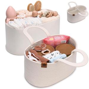 imagePeraBella Baby Diaper Caddy Organizer Diaper Organizer for Changing Table Organizer Baby Organizer for Nursery Baby Car Diaper Caddy Basket