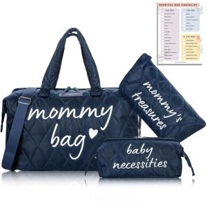 imagePeraBella Mommy Bag for Hospital Mom Bag Diaper Bag Tote Mommy Hospital Bag Maternity Bag for Hospital Baby Shower Momma Diaper Bag