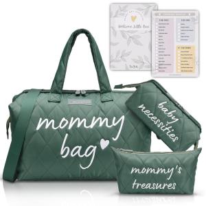 imagePeraBella Mommy Bag for Hospital Mommy Hospital Bags for Labor and Delivery Mom Bag Baby Bag  Maternity Bag for Hospital Momma Diaper Bag  Green