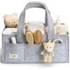 imagePeraBella XL Diaper Caddy Organizer With Handle Baby Shower Gifts Basket Bag Registry Search Must Haves Items Newborn Girl Boy Nursery Storage Organizer Baby Bag Essentials Car Diaper Caddy CartGray