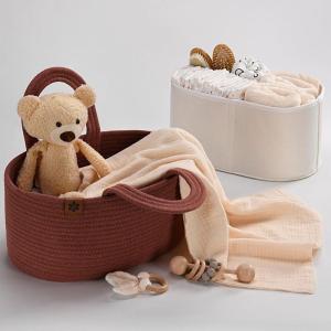 image2in1 Baby Diaper Caddy Organizer  Cotton Rope Nursery Storage for Boy Girl  Changing Table Car Basket  Portable Diaper Wipes Holder  Versatile Nursery ampamp Travel Organizer