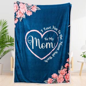 imageMothers Day Blanket Gifts for Mom from Daughter Son Mothers Day Mom Birthday Gifts Gift for Grandma Aunt Wife Daughter Soft Throw Sherpa BlanketBlue Mom Blanket
