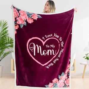 imageMothers Day Blanket Gifts for Mom from Daughter Son Mothers Day Mom Birthday Gifts Gift for Grandma Aunt Wife Daughter Soft Throw Sherpa BlanketRed Mom Blanket