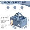 imagePeraBella Baby Diaper Caddy Organizer with Handle Boy ampamp Girl Shower Gift Basket Portable Diaper Storage Basket Bin for Wipes Newborn Baby Essentials Registry Search Must Haves Car Caddy OrganizerRoyal Blue