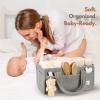 imagePeraBella Baby Diaper Caddy Organizer with Handle Boy ampamp Girl Shower Gift Basket Portable Diaper Storage Basket Bin for Wipes Newborn Baby Essentials Registry Search Must Haves Car Caddy OrganizerGray