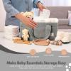 imagePeraBella Baby Diaper Caddy Organizer with Handle Boy ampamp Girl Shower Gift Basket Portable Diaper Storage Basket Bin for Wipes Newborn Baby Essentials Registry Search Must Haves Car Caddy OrganizerGray