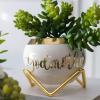 imagePeraBella Best Godmother Ever Succulent Planter Gift Set 3 Ceramic Pots with Metallic Finish Ideal for Indoor Decor Suitable for Windowsills Desks Shelves Gardens Kitchens Offices