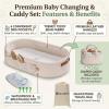 imagePeraBella Baby Changing Basket for Dresser Top Baby Moses Basket for Newborn Portable Diaper Changing Pad Table Topper for Dresser Includes Diaper Caddy Organizer with Handle Moses Bassinet Mat  Plush Exterior Breathable Pad Waterproof Layer Stable Design