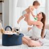 imagePeraBella Baby Diaper Caddy Organizer Cotton Rope Diaper Basket for Boys Nursery Portable Diaper Storage  2 PCS SetMarine Blue