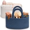 imagePeraBella Baby Diaper Caddy Organizer Cotton Rope Diaper Basket for Boys Nursery Portable Diaper Storage  2 PCS SetMarine Blue