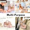 imagePeraBella Baby Diaper Caddy Organizer Baby Basket Shower Gift Portable Changing Table Basket Postpartum Caddy amp Tote Bag Pouch Newborn Boy amp Girl Nursery Essentials Registry Car Diaper OrganizerBlush Pink